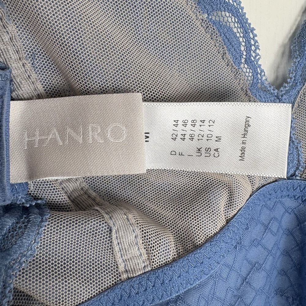Hanro Marilyn Bodysuit Lace Trim Open-Back M Dusty Blue Coquette Lux Intimates - Picture 6 of 14